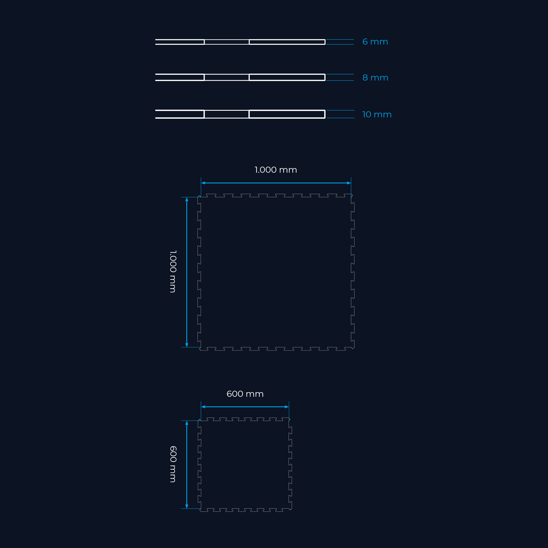 PB Puzzle Matte 1x1m (schwarz) 10mm/15mm